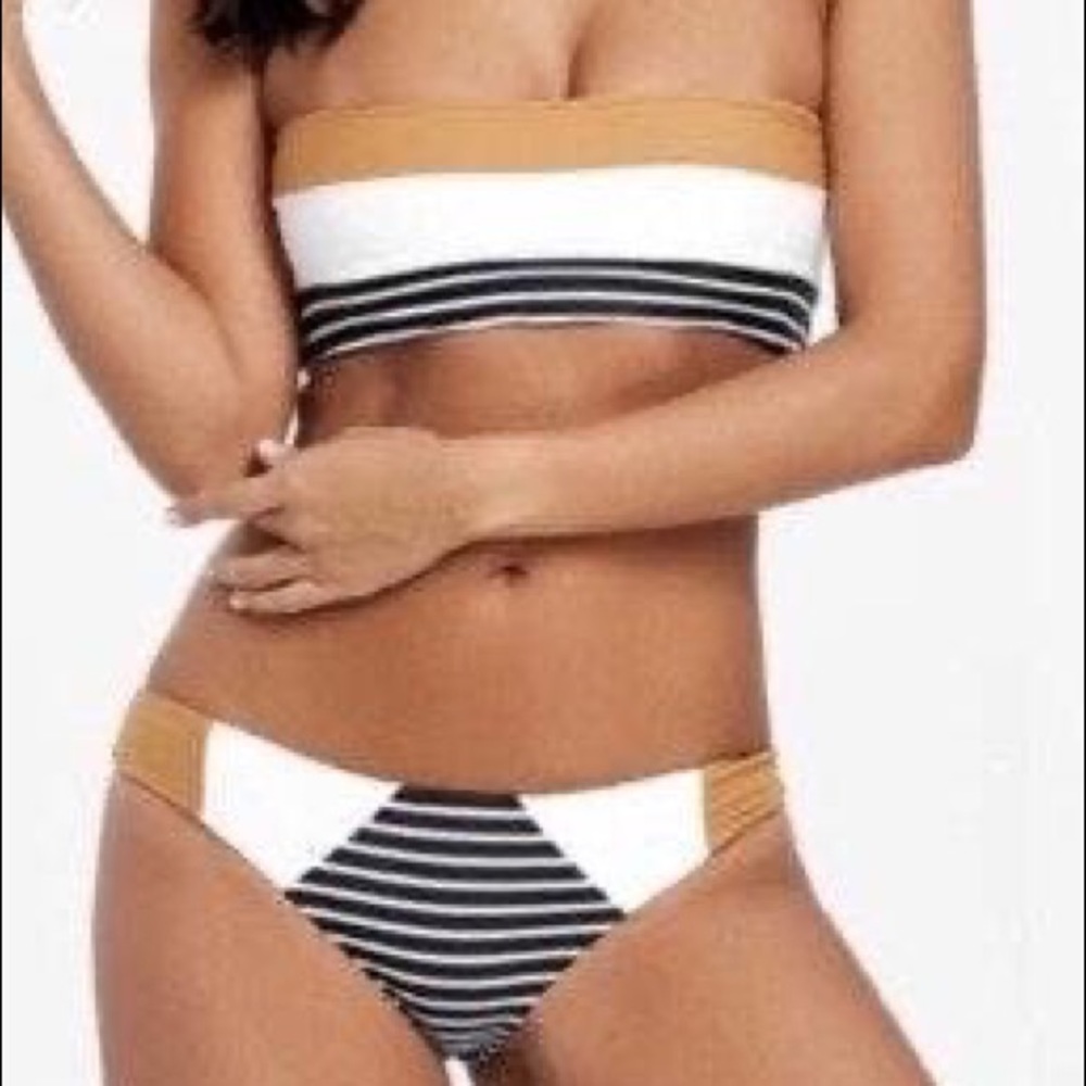 3 tone strappy cheeky bikini set